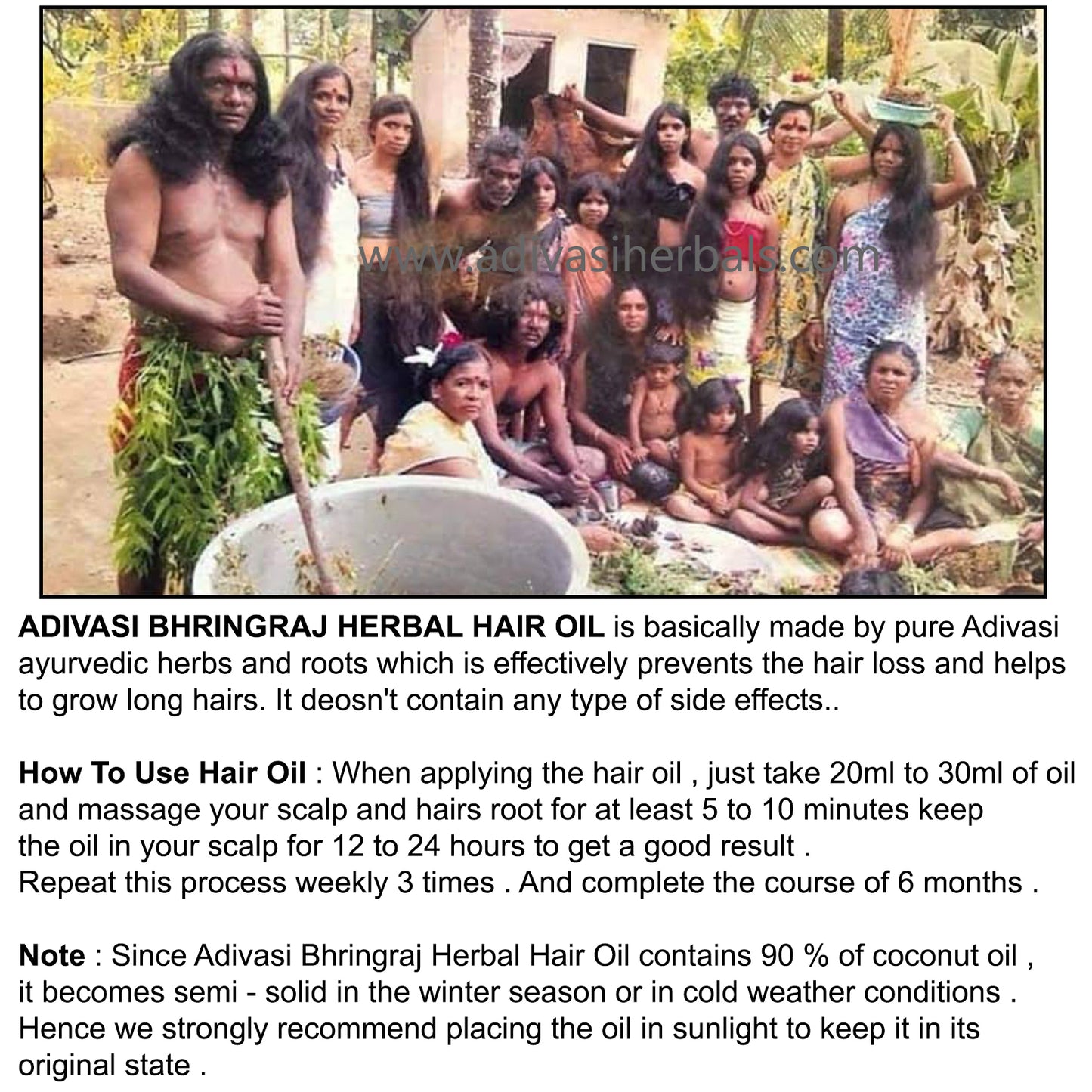 Adivasi Bhringraj Herbal Hair Oil (with adivasi traditional ayurvedic technique)